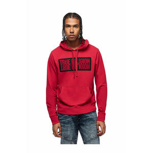True Religion Men's Mirror Logo Reflection Pullover Hoodie Sweatshirt in Red